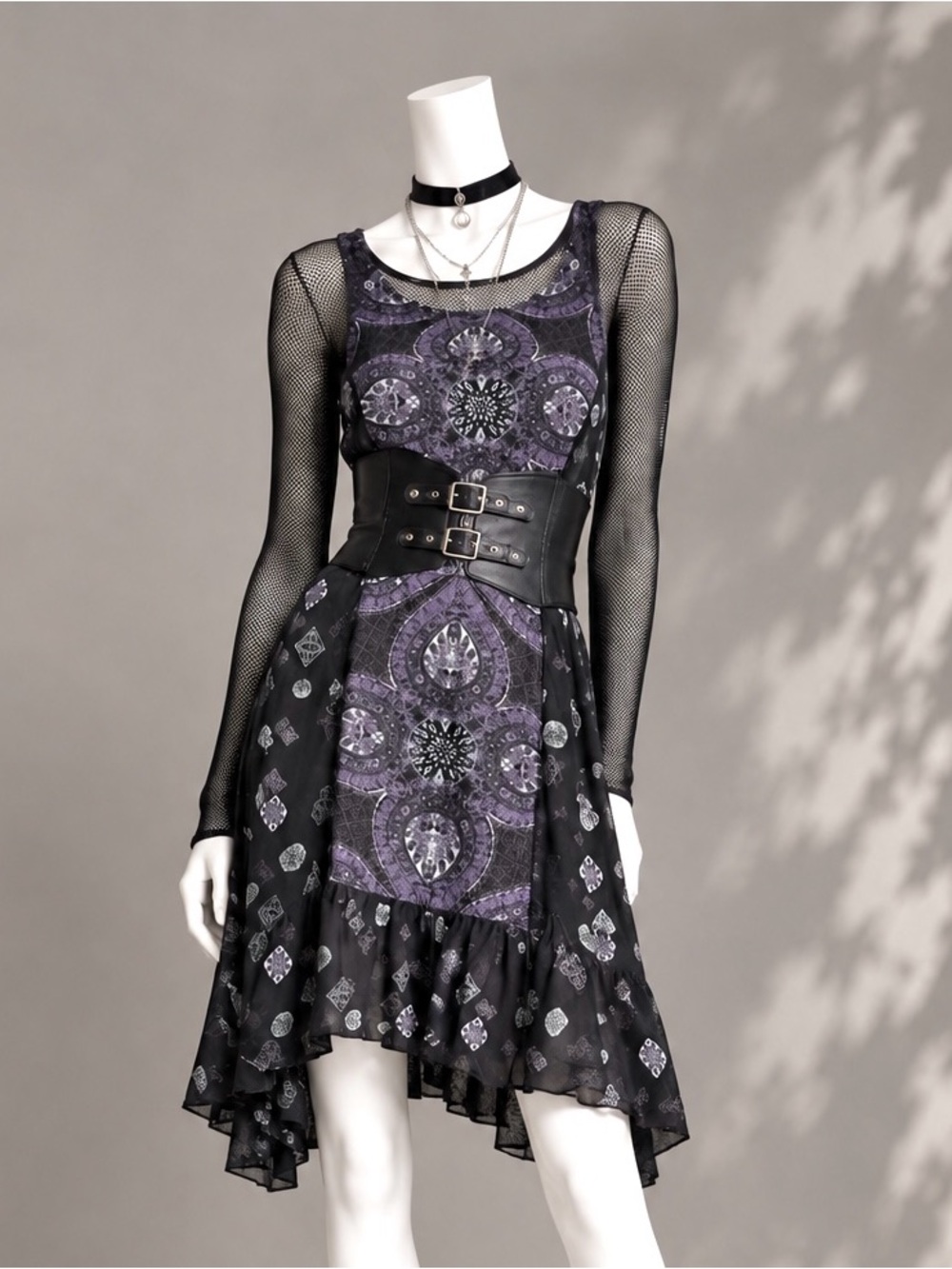 Free People Whimsigoth Slip Dress S Annka Black Purple Boho Festival Mini